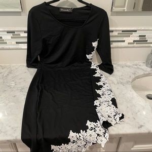 black white lace dress